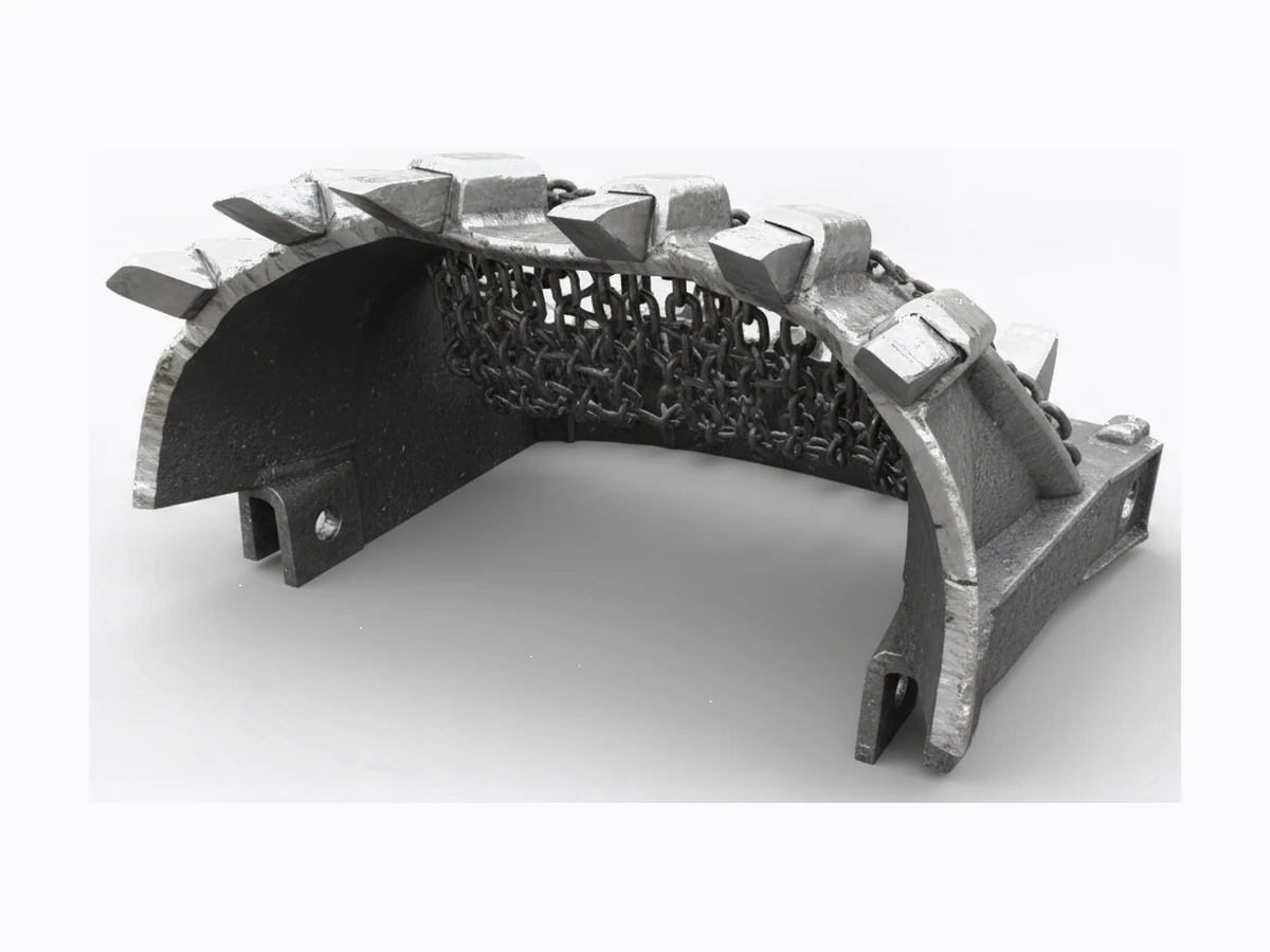 Bucket-wheel bucket, curved